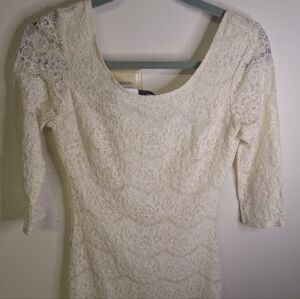 Fire Los Angeles Cream Lace Long Sleeve Dress Size Med